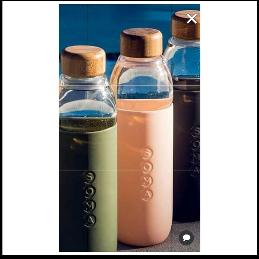 Soma Glass water bottle in blush & turquoise blue
